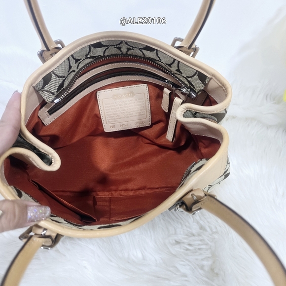 Coach #6366 Elegant Tan and Brown Designer Satchel Bag. - Picture 11 of 12